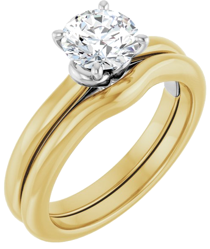 Sužadėtuvių Žiedas „Solitaire“ 14k yellow/white gold Round 6.5mm (6)