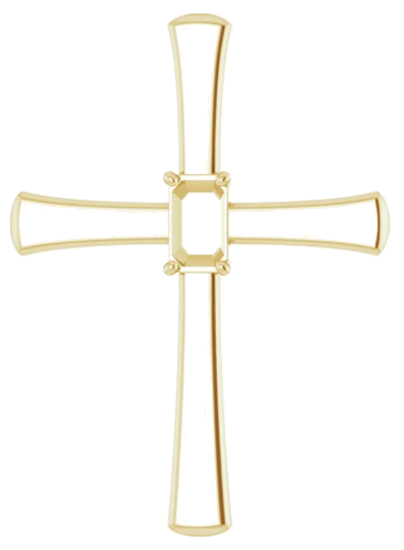 Pakabukas „Solitaire Cross“ 14k yellow gold Emerald 5mm x 3mm (1)