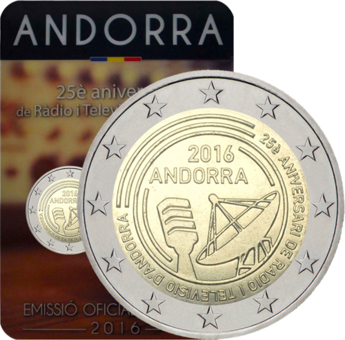 2016 Andoras radio un televīzijas 2 eiro monēta (1)