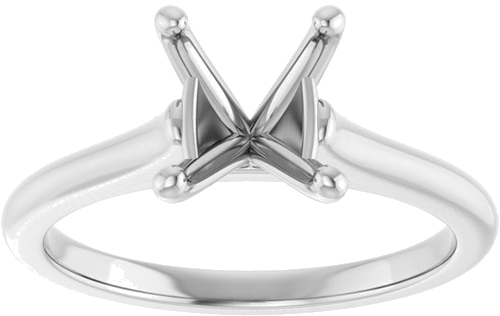 14K White 9x7 mm Oval Solitaire Engagement Ring Mounting (3)