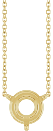 14K Yellow 9 mm Round Solitaire 18  Necklace Mounting (1)