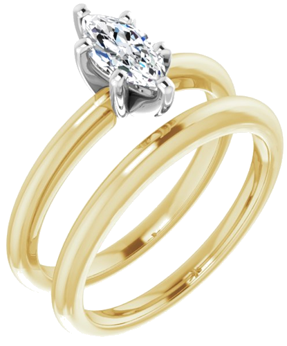 Sužadėtuvių Žiedas „Solitaire“ 585 Baltojo Ir Geltonojo Aukso Marquise 8mm x 4mm (6)