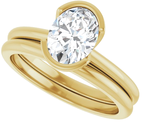 Sužadėtuvių Žiedas „Half-Bezel“ 14k yellow gold Oval 8mm x 6mm (10)