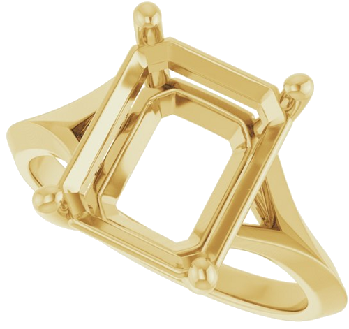 Sužadėtuvių Žiedas „Solitaire Split Shank“ 14k yellow gold Emerald 11mm x 9mm (5)