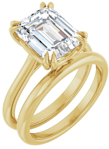 Sužadėtuvių Žiedas „Double Claw-Prong“ 10k yellow gold Emerald 10mm x 8mm (6)