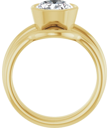 Sužadėtuvių Žiedas „Bezel-Set Solitaire“ 585 Geltonojo Aukso Oval 10mm x 8mm (7)