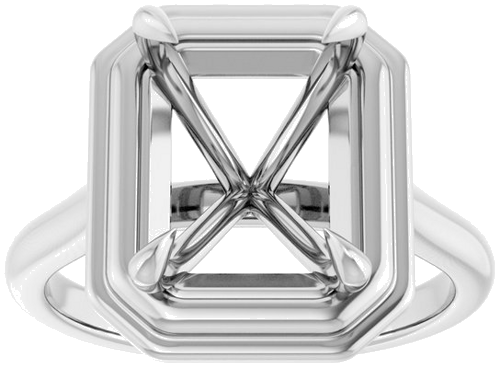 Sužadėtuvių Žiedas „Claw-Prong Solitaire“ 14k white gold Emerald 10mm x 8mm (3)