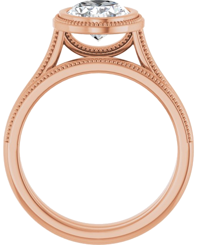 Sužadėtuvių Žiedas „Bezel-Set Solitaire“ 14k rose gold Oval 9mm x 7mm (7)