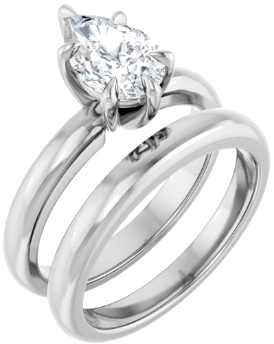 14K White 9x6 mm Pear Solitaire Engagement Ring Mounting (6)