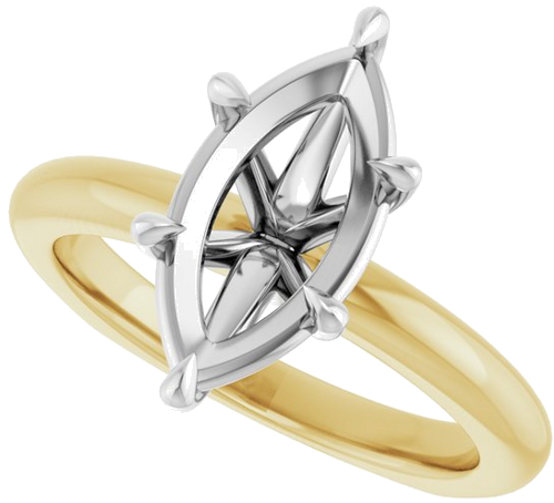 Sužadėtuvių Žiedas „Claw-Prong Euro Shank“ 14k yellow/white gold Marquise 13mm x 6.5mm (5)