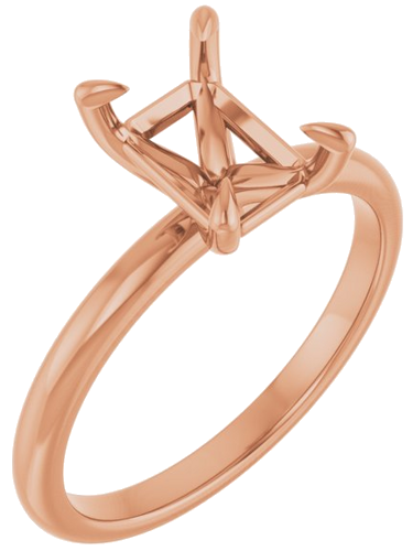 14K Rose  8x6 mm Emerald Solitaire Engagement Ring Mounting (1)