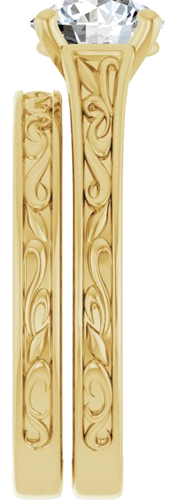 Sužadėtuvių Žiedas „Solitaire Scroll“ 14k yellow gold Round 7mm (9)