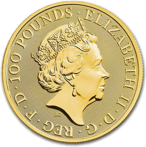 1 унция Златна монета „Лъвът на Англия (Тюдор) 2022“ на Великобритания (2)