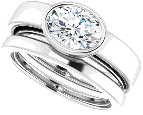Sužadėtuvių Žiedas „Bezel-Set Solitaire“ 14k white gold Oval 8mm x 6mm (10)