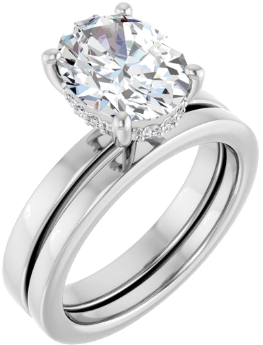 Sužadėtuvių Žiedas „Hidden Halo-Style“ 14k white gold Oval 10mm x 8mm (6)
