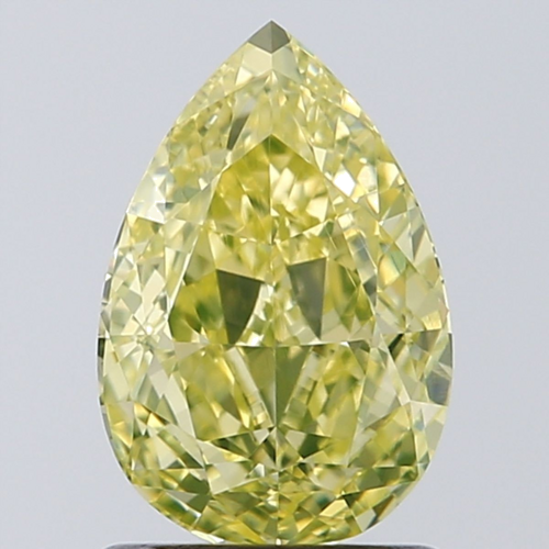 1.21 carat Fancy Intense Greenish Yellow-VVS2 Natūralus Pear Deimantas (1)