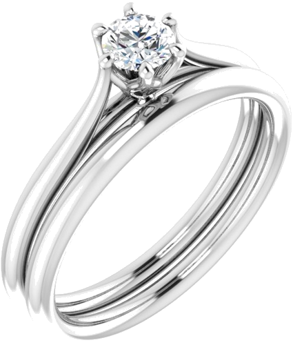 Sužadėtuvių Žiedas „Cathedral-Style Solitaire“ 10k white gold Round 4.1mm (6)