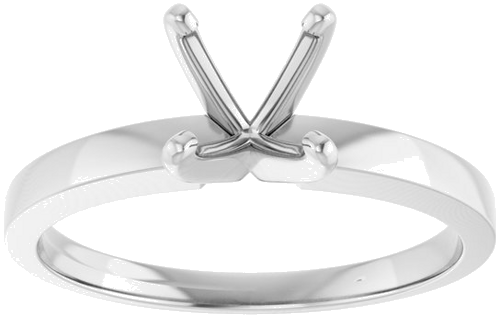 14K White 6-6.6 mm Round 4-Prong Solitaire Ring Mounting (3)
