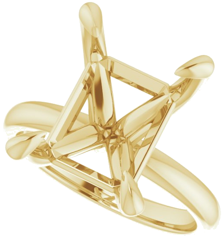 14K Yellow  12x10 mm Emerald Solitaire Engagement Ring Mounting (5)