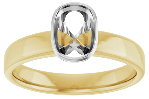 Sužadėtuvių Žiedas „Bezel-Set Solitaire“ 14k yellow/white gold Elongated Cushion 7mm x 5mm (3)
