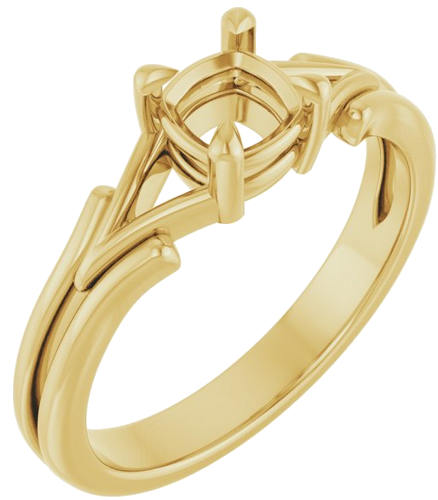 14K Yellow 5 mm Cushion Solitaire Engagement Ring Mounting (1)