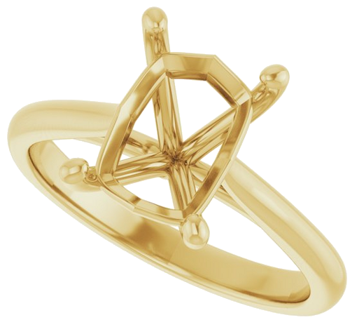 Sužadėtuvių Žiedas „Solitaire“ 585 Geltonojo Aukso Emerald 9mm x 7mm (5)