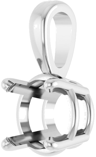 18K White 6.5 mm Round 4-Prong Pendant Mounting (2)