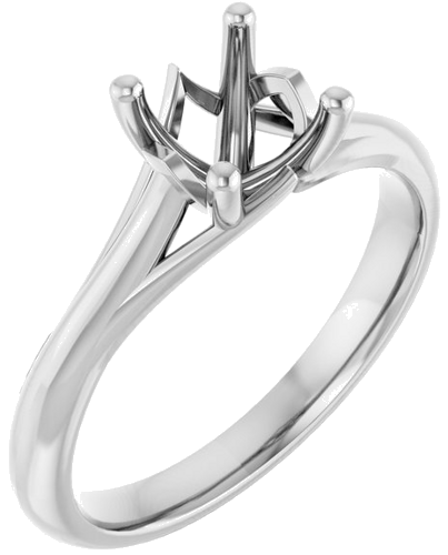 14K White 6.5 mm Round Solitaire Engagement Ring Mounting (1)