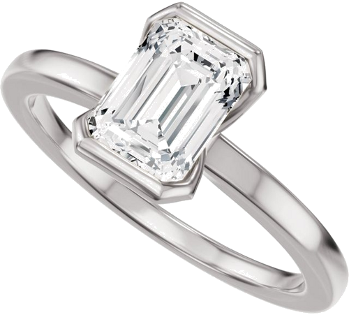 Sužadėtuvių Žiedas „Half Bezel Solitaire“ 14k white gold Emerald 7mm x 5mm (5)