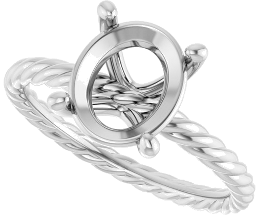 14K White 10x8 mm Oval Solitaire Engagement Ring Mounting (5)