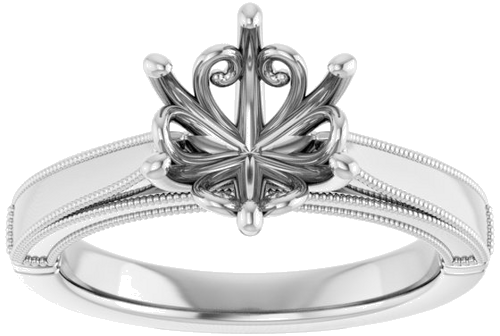 Sužadėtuvių Žiedas „Solitaire“ 585 Baltojo Aukso Round 8mm (3)