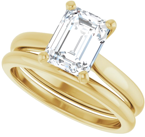 Sužadėtuvių Žiedas 14k yellow gold Emerald 8mm x 6mm (10)