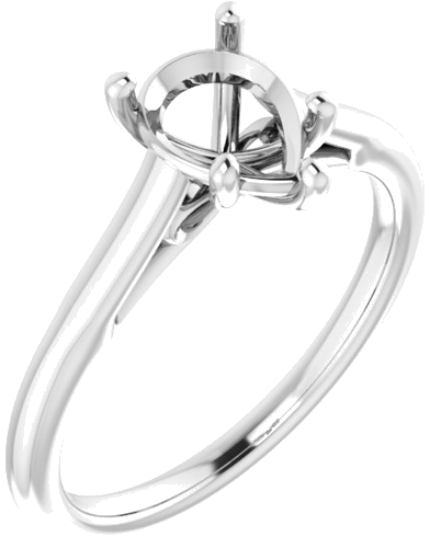 14K White  8x6 mm Pear Solitaire Engagement Ring Mounting (1)