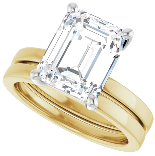 Sužadėtuvių Žiedas „Solitaire“ 14k yellow/white gold Emerald 10mm x 8mm (10)