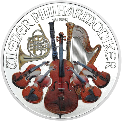 1 oz Vienos Filharmonija 2013 Austrija sidabrinė moneta Spalvota (1)