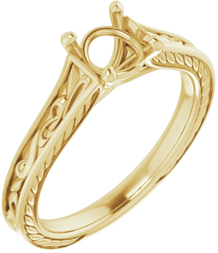 14K Yellow  6 mm Round Solitaire Engagement Ring Mounting (1)