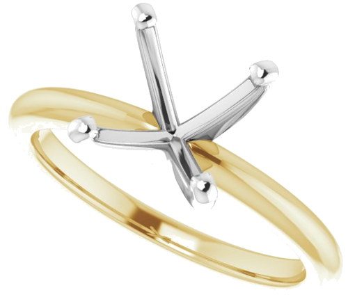 14K Yellow   White  8.8 mm Round Solitaire Engagement Ring Mounting (5)