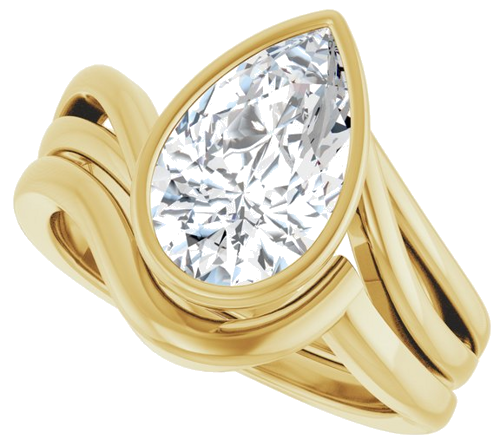 Sužadėtuvių Žiedas „Bezel-Set“ 14k yellow gold Pear 11.5mm x 7mm (10)