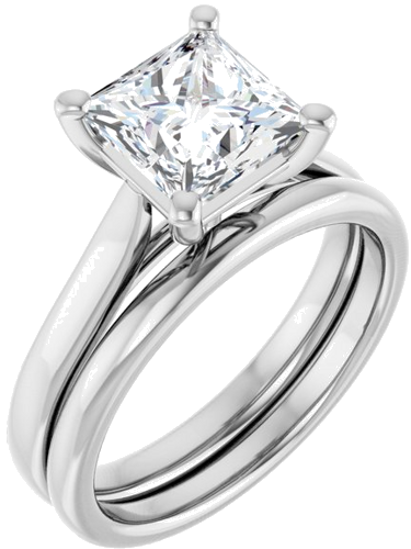 Sužadėtuvių Žiedas „Solitaire“ 585 Baltojo Aukso Square 7mm (6)