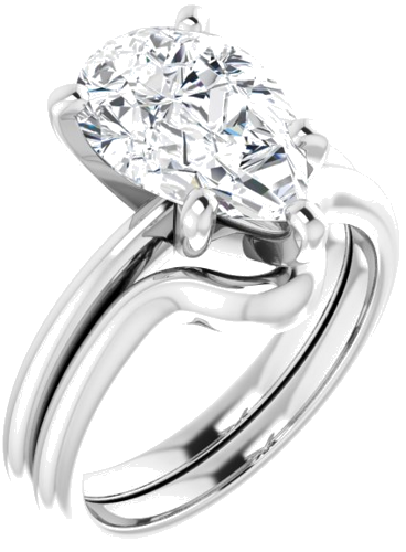 14K White  12x8 mm Pear Solitaire Engagement Ring Mounting (6)