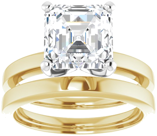 Sužadėtuvių Žiedas „Solitaire“ 585 Baltojo Ir Geltonojo Aukso Asscher 8mm (8)
