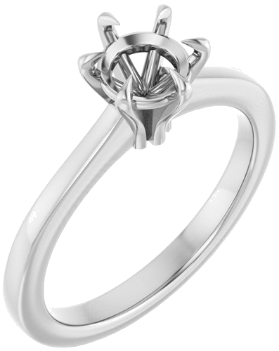 Sužadėtuvių Žiedas „Claw-Prong“ 14k white gold Round 6mm (1)