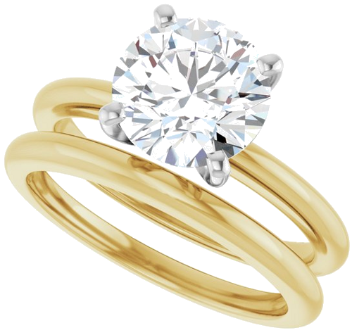 14K Yellow   White  8.2 mm Round Solitaire Engagement Ring Mounting (10)