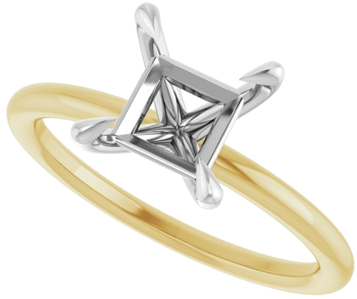 Sužadėtuvių Žiedas „Claw-Prong Solitaire“ 14k yellow/white gold Square 6mm (5)