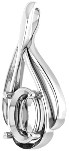 Pakabukas „Solitaire“ 585 Baltojo Aukso Oval 9mm x 7mm (2)