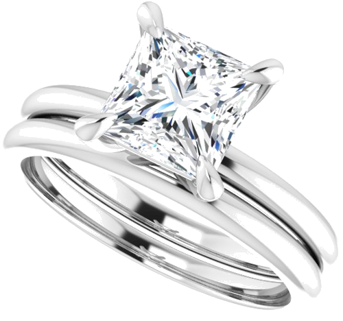 Sužadėtuvių Žiedas „Solitaire“ 585 Baltojo Aukso Square 6.5mm (10)