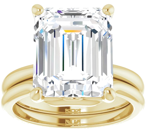 10K Yellow 12x10 mm Emerald Solitaire Engagement Ring Mounting (8)