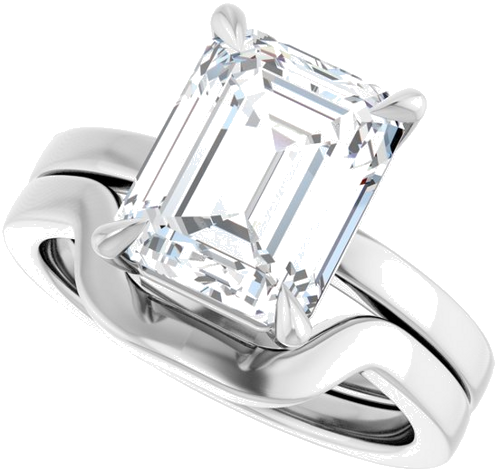 Sužadėtuvių Žiedas „Claw-Prong Solitaire“ 14k white gold Emerald 10mm x 8mm (10)