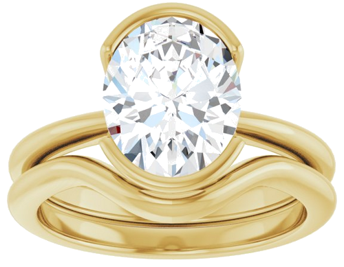 Sužadėtuvių Žiedas „Half-Bezel“ 14k yellow gold Oval 10mm x 8mm (8)