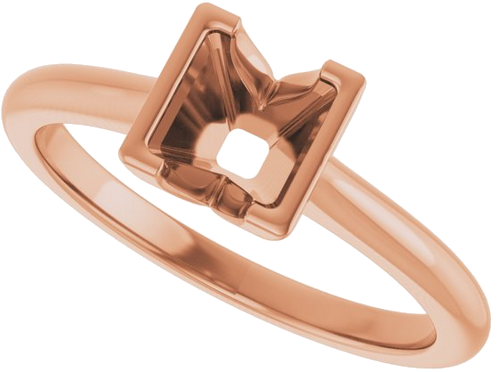 Sužadėtuvių Žiedas „Half-Bezel Solitaire“ 14k rose gold Square 5mm (5)